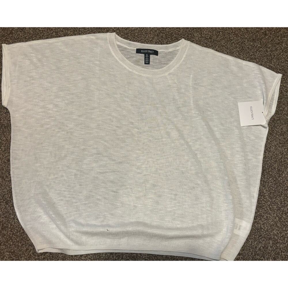 Ellen Tracy Essentials Short Sleeve Dolman Knit Ivory Style ETMS9ST051 Sz L NWT
